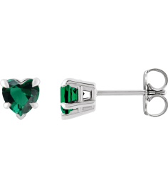88090 Earring Set Lab-Grown Emerald Heart 5 X 5 Mm Sterling Silver Pair Friction Backs Included Polished Lab-Grown Emerald 5-Claw Prong Earrings