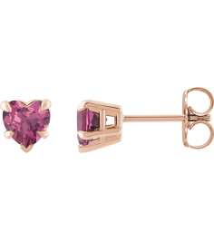 88090 Earring Set Natural Pink Tourmaline Heart 5 X 5 Mm 14K Rose Pair Friction Backs Included Polished Natural Pink Tourmaline 5-Claw Prong Earrings