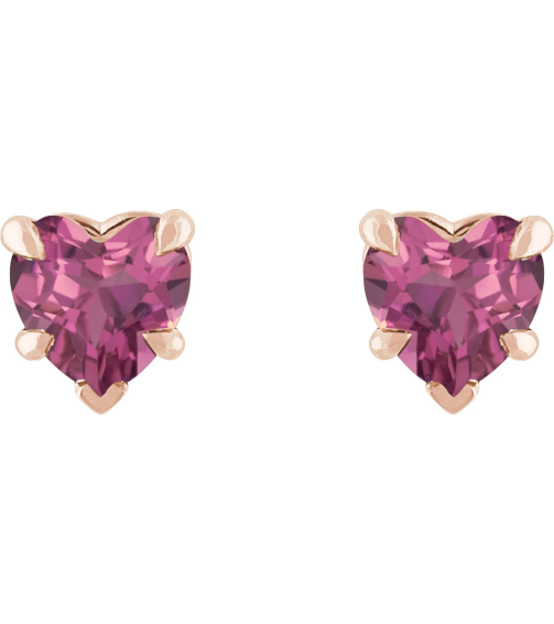 88090 Earring Set Natural Pink Tourmaline Heart 5 X 5 Mm 14K Rose Pair Friction Backs Included Polished Natural Pink Tourmaline 5-Claw Prong Earrings