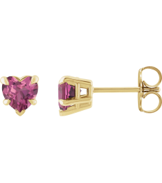 88090 Earring Set Natural Pink Tourmaline Heart 5 X 5 Mm 14K Yellow Pair Friction Backs Included Polished Natural Pink Tourmaline 5-Claw Prong Earrings