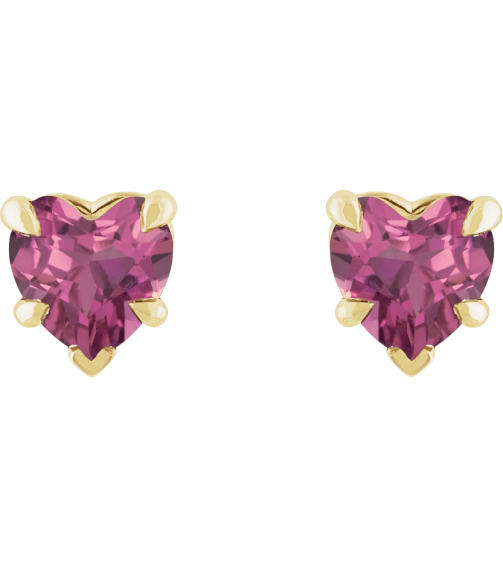 88090 Earring Set Natural Pink Tourmaline Heart 5 X 5 Mm 14K Yellow Pair Friction Backs Included Polished Natural Pink Tourmaline 5-Claw Prong Earrings