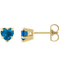 88090 Earring Set Natural London Blue Topaz Heart 5 X 5 Mm 14K Yellow Pair Friction Backs Included Polished Natural London Blue Topaz 5-Claw Prong Earrings