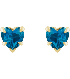 88090 Earring Set Natural London Blue Topaz Heart 5 X 5 Mm 14K Yellow Pair Friction Backs Included Polished Natural London Blue Topaz 5-Claw Prong Earrings