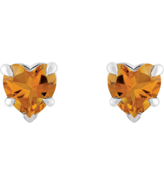 88090 Earring Set Natural Citrine Heart 5 X 5 Mm Platinum Pair Friction Backs Included Polished Natural Citrine 5-Claw Prong Earrings