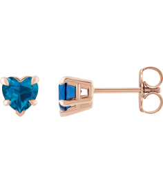 88090 Earring Set Natural London Blue Topaz Heart 5 X 5 Mm 14K Rose Pair Friction Backs Included Polished Natural London Blue Topaz 5-Claw Prong Earrings