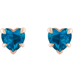 88090 Earring Set Natural London Blue Topaz Heart 5 X 5 Mm 14K Rose Pair Friction Backs Included Polished Natural London Blue Topaz 5-Claw Prong Earrings