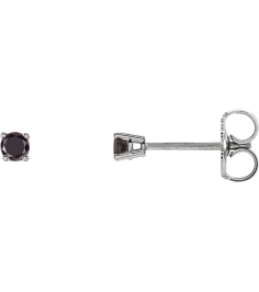 1874 14K White Set Round Natural Black Diamond Pair 2.5Mm 18 Ctw Opaque, Black Friction Friction Backs Included 4-Prong Polished 18 Ctw Natural Black Diamond Stud Earrings