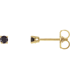 1874 14K Yellow Set Round Natural Black Diamond Pair 2.5Mm 18 Ctw Opaque, Black Friction Friction Backs Included 4-Prong Polished 18 Ctw Natural Black Diamond Stud Earrings