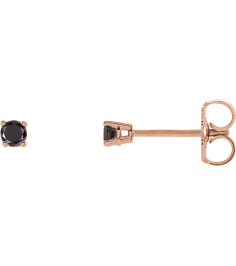 1874 14K Rose Set Round Natural Black Diamond Pair 3Mm 15 Ctw Opaque, Black Friction Friction Backs Included 4-Prong Polished 15 Ctw Natural Black Diamond Stud Earrings