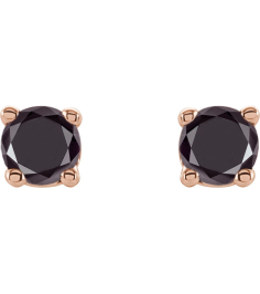 1874 14K Rose Set Round Natural Black Diamond Pair 3Mm 15 Ctw Opaque, Black Friction Friction Backs Included 4-Prong Polished 15 Ctw Natural Black Diamond Stud Earrings