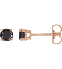 1874 14K Rose Set Round Natural Black Diamond Pair 3.5Mm 12 Ctw Opaque, Black Friction Friction Backs Included 4-Prong Polished 12 Ctw Natural Black Diamond Stud Earrings