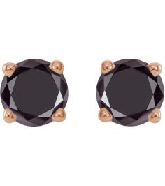 1874 14K Rose Set Round Natural Black Diamond Pair 3.5Mm 12 Ctw Opaque, Black Friction Friction Backs Included 4-Prong Polished 12 Ctw Natural Black Diamond Stud Earrings