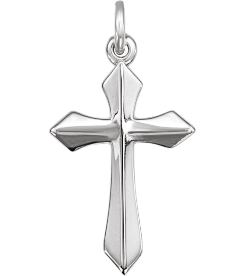 R41293 Pendant 14K White 18 X 10 Mm Polished Cross Pendant