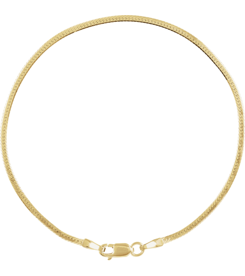 Ch1109 14K Yellow Herringbone 1.6 Mm 7 In Lobster Clasp Polished Herringbone Chain