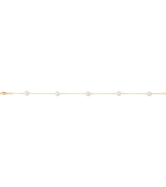 Brc1840 Bracelet Set 14K Yellow Pearl Cultured White Freshwater Pearl 5 Mm 7 In Polished Cultured White Pearl Station Bracelet