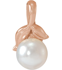 88212 Pendant Set 14K Rose Pearl Cultured White Akoya Pearl 4 Mm Polished Cultured White Akoya Pearl Floral Pendant