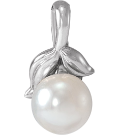 88212 Pendant Set Sterling Silver Pearl Cultured White Akoya Pearl 4 Mm Polished Cultured White Akoya Pearl Floral Pendant