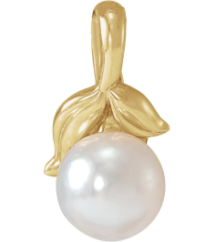 88212 Pendant Set 14K Yellow Pearl Cultured White Akoya Pearl 5 Mm Polished Cultured White Akoya Pearl Floral Pendant