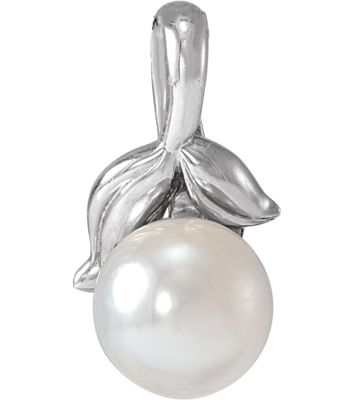 88212 Pendant Set Sterling Silver Pearl Cultured White Akoya Pearl 5 Mm Polished Cultured White Akoya Pearl Floral Pendant