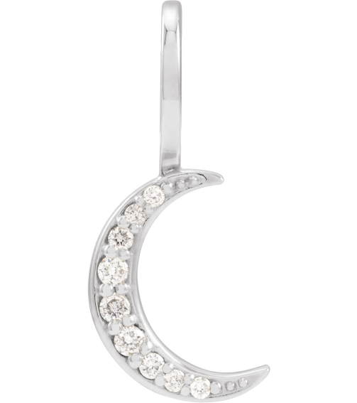 88223 Pendant Set 14K White Round Natural Diamond Natural Diamond I1, G-H Polished .07 Ctw Natural Diamond Crescent Moon Pendant