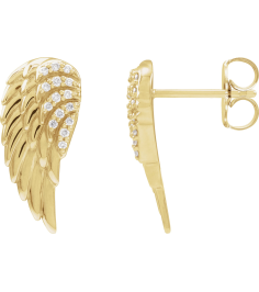 88229 Earring Set Natural Diamond Round 14K Yellow Natural Diamond Pair Friction Backs Included Polished .07 Ctw Natural Diamond Angel Wing Earrings