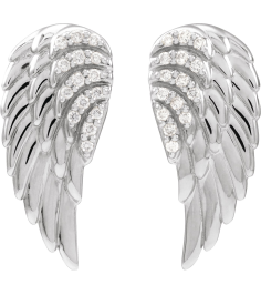 88229 Earring Set Natural Diamond Round Sterling Silver Natural Diamond Pair Friction Backs Included Polished .07 Ctw Natural Diamond Angel Wing Earrings