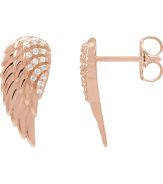 88229 Earring Set Natural Diamond Round 14K Rose Natural Diamond Pair Friction Backs Included Polished .07 Ctw Natural Diamond Angel Wing Earrings