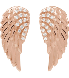 88229 Earring Set Natural Diamond Round 14K Rose Natural Diamond Pair Friction Backs Included Polished .07 Ctw Natural Diamond Angel Wing Earrings