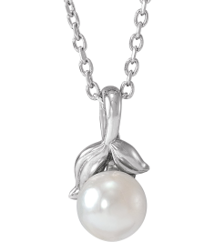 88212 Necklace Set 14K White Pearl Cultured White Akoya Pearl 6 Mm 16-18 In Polished Cultured White Akoya Pearl Floral Necklace