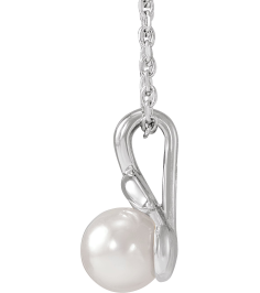 88212 Necklace Set 14K White Pearl Cultured White Akoya Pearl 6 Mm 16-18 In Polished Cultured White Akoya Pearl Floral Necklace