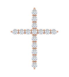R42359 Pendant Set 14K Rose Round Natural Diamond 21.29 X 16.31 Mm 2Mm 12 Ctw I1, G-H Polished 12 Ctw Natural Diamond Cross Pendant