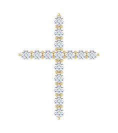 R42359 Pendant Set 14K Yellow Round Natural Diamond 21.29 X 16.31 Mm 2Mm 12 Ctw I1, G-H Polished 12 Ctw Natural Diamond Cross Pendant