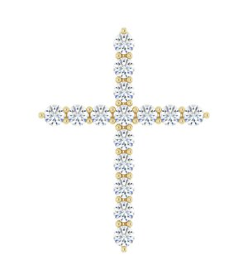 R42359 Pendant Set 14K Yellow Round Natural Diamond 21.29 X 16.31 Mm 2Mm 12 Ctw I1, G-H Polished 12 Ctw Natural Diamond Cross Pendant