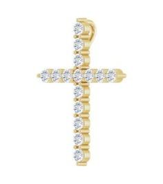 R42359 Pendant Set 14K Yellow Round Natural Diamond 21.29 X 16.31 Mm 2Mm 12 Ctw I1, G-H Polished 12 Ctw Natural Diamond Cross Pendant