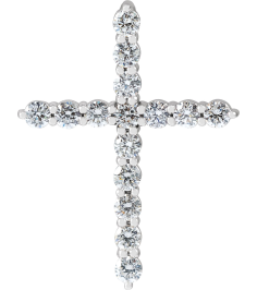 R42359 Pendant Set Platinum Round Natural Diamond 21.29 X 16.31 Mm 2Mm 12 Ctw Si2-Si3, G-H Polished 12 Ctw Natural Diamond Cross Pendant