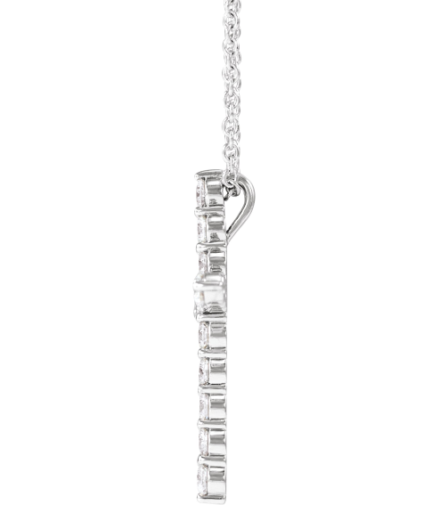 R42359 Necklace Set Platinum Round Natural Diamond 21.29 X 16.31 Mm 2Mm 12 Ctw Si2-Si3, G-H 16-18 In Polished 12 Ctw Natural Diamond Cross Necklace