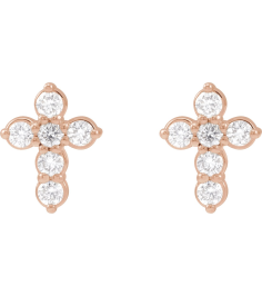 R50025 Earring Set Natural Diamond Round 1.5 Mm 14K Rose Pair Friction Backs Included Polished 16 Ctw Natural Diamond Cross Earrings