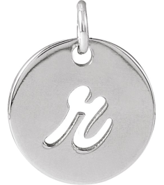 88227 Pendant Platinum Initial R 9.97 X 9.97 Mm Polished Script Initial Pendant
