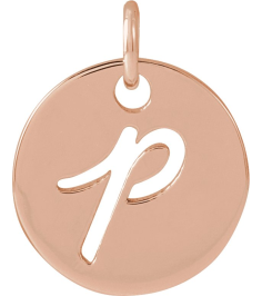 88227 Pendant 14K Rose Initial P 9.97 X 9.97 Mm Polished Script Initial Pendant