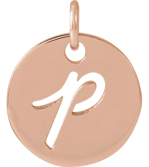88227 Pendant 14K Rose Initial P 9.97 X 9.97 Mm Polished Script Initial Pendant