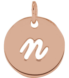 88227 Pendant 14K Rose Initial N 9.97 X 9.97 Mm Polished Script Initial Pendant