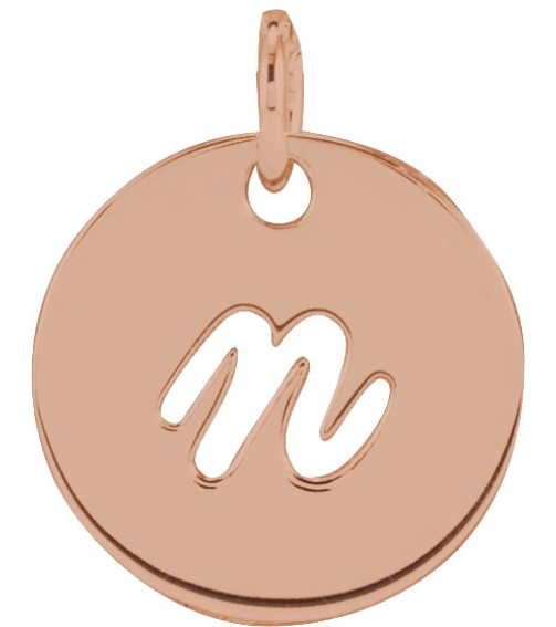 88227 Pendant 14K Rose Initial N 9.97 X 9.97 Mm Polished Script Initial Pendant