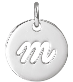 88227 Pendant 14K White Initial M 9.97 X 9.97 Mm Polished Script Initial Pendant