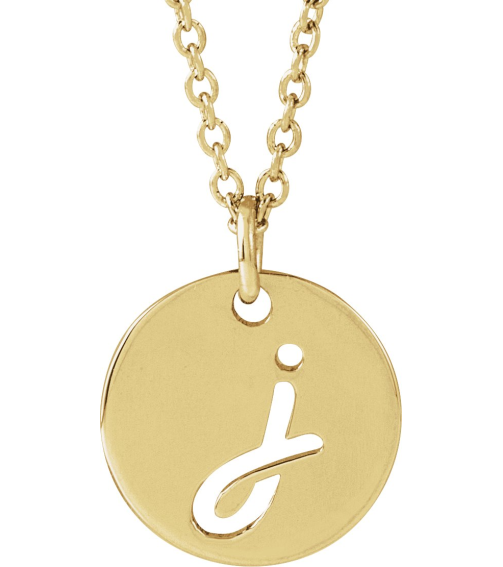 88227 Necklace 14K Yellow Initial J 12.52 X 10 Mm 16-18 In Polished Script Initial Necklace