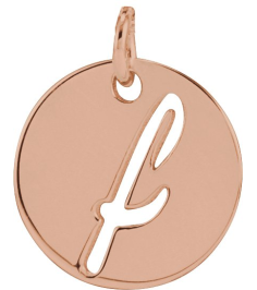 88227 Pendant 14K Rose Initial F 9.97 X 9.97 Mm Polished Script Initial Pendant