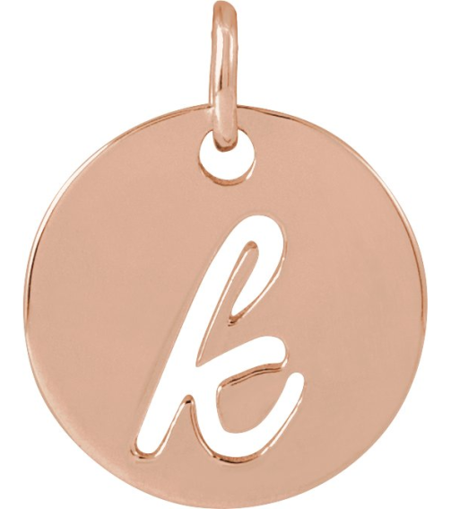 88227 Pendant 14K Rose Initial K 9.97 X 9.97 Mm Polished Script Initial Pendant