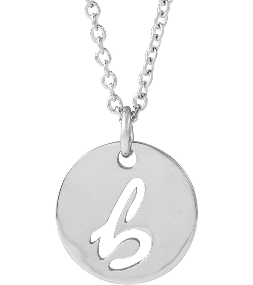 88227 Necklace Platinum Initial B 9.97 X 9.97 Mm 16-18 In Polished Script Initial Necklace