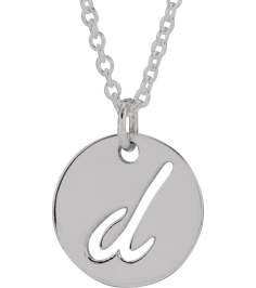 88227 Necklace 14K White Initial D 9.97 X 9.97 Mm 16-18 In Polished Script Initial Necklace
