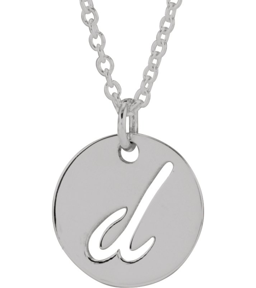 88227 Necklace 14K White Initial D 9.97 X 9.97 Mm 16-18 In Polished Script Initial Necklace