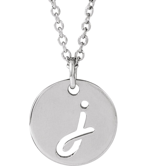 88227 Necklace 14K White Initial J 12.52 X 10 Mm 16-18 In Polished Script Initial Necklace